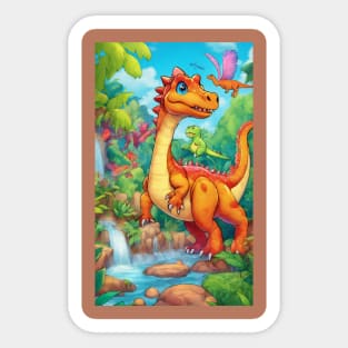 3d realistic coloring cartoon dinosaurs land Sticker